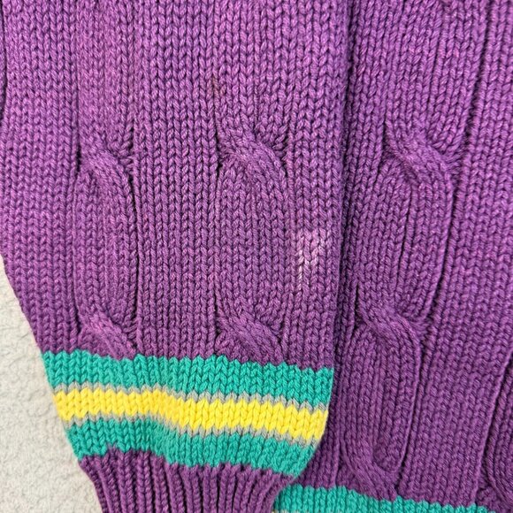 VTG Wool Cable Knit Cricket Sweater Mens Extra Large Tennis V-Neck Jumper Preppy - Picture 6 of 8